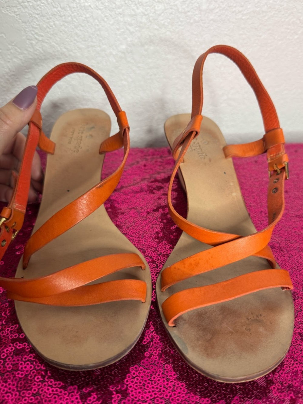 kate spade Tan Leather Strappy Wedge Sandals - Picture 5 of 12